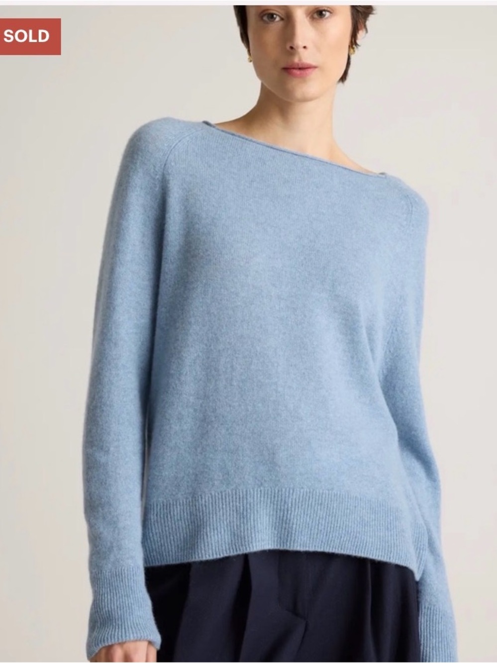 Quince Mongolian Cashmere Boatneck Sweater Faded Denim Blue natural fibers